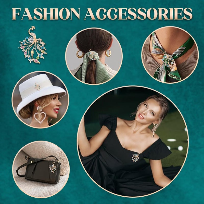 HANNEA® Brooch Pin for Women Sparkling Peacock Saree Brooch for Women Crystal Rhinestone Saree Pins for Dress, Blazer, Shawl, Brooch Pin Clothing Accessories Jewellery Gift for Women, Girls - Image 3