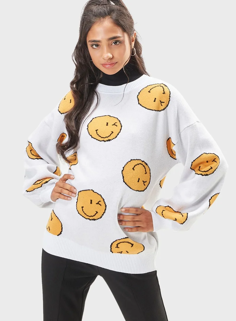 SP Characters Smiley Printed Sweater