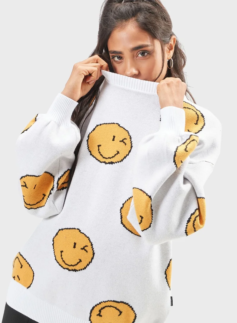 SP Characters Smiley Printed Sweater