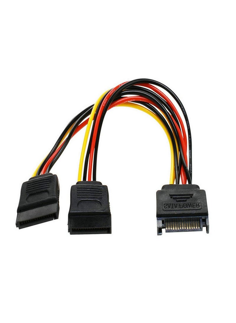 غنافوتو 2 قطعة كابل مقسم طاقة SATA، كابل تمديد طاقة مقسم 15 سنًا ذكر إلى 2 أنثى، كابل مقسم طاقة Y - Image 1