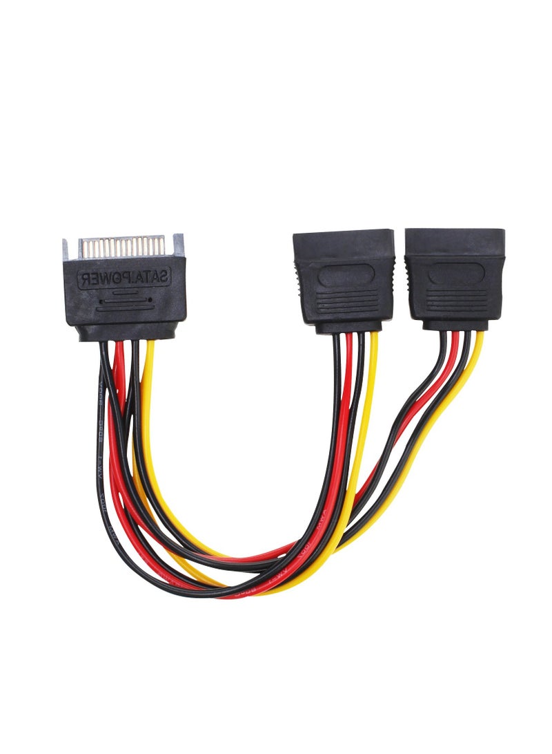 غنافوتو 2 قطعة كابل مقسم طاقة SATA، كابل تمديد طاقة مقسم 15 سنًا ذكر إلى 2 أنثى، كابل مقسم طاقة Y - Image 2