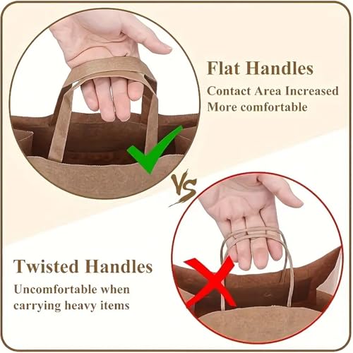 Aakriti Kraft Paper Gift Bags with Flat Handles - Brown 100 Pack, Medium (10" x 8" x 5") for Shopping, Home, Office, Retail & Merchandise - Image 2