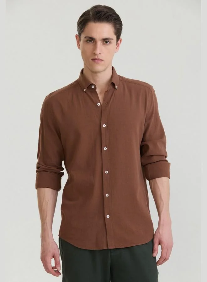 FELIX HARDY Men's Cotton Linen Blend Long Sleeve Shirt