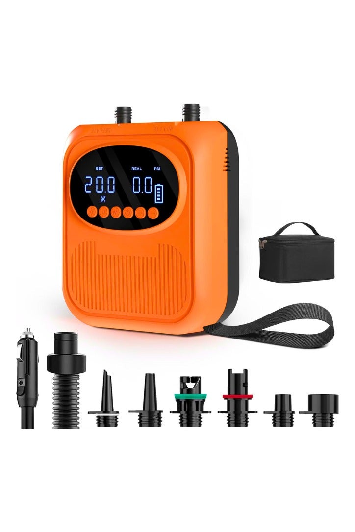 20PSI High Pressure Paddle Board Pump, Rechargeable SUP Pump with Inflation and Deflation, Auto Shut-Off & 12V DC Detachable Type-C for Stand Up Paddle Board, Kayaks, Inflatable - Image 1