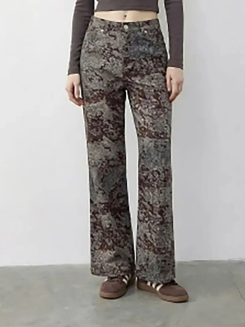 بيانكو لوتشي LUCCI High Waist Paisley Print Straight Leg Denim Pants
