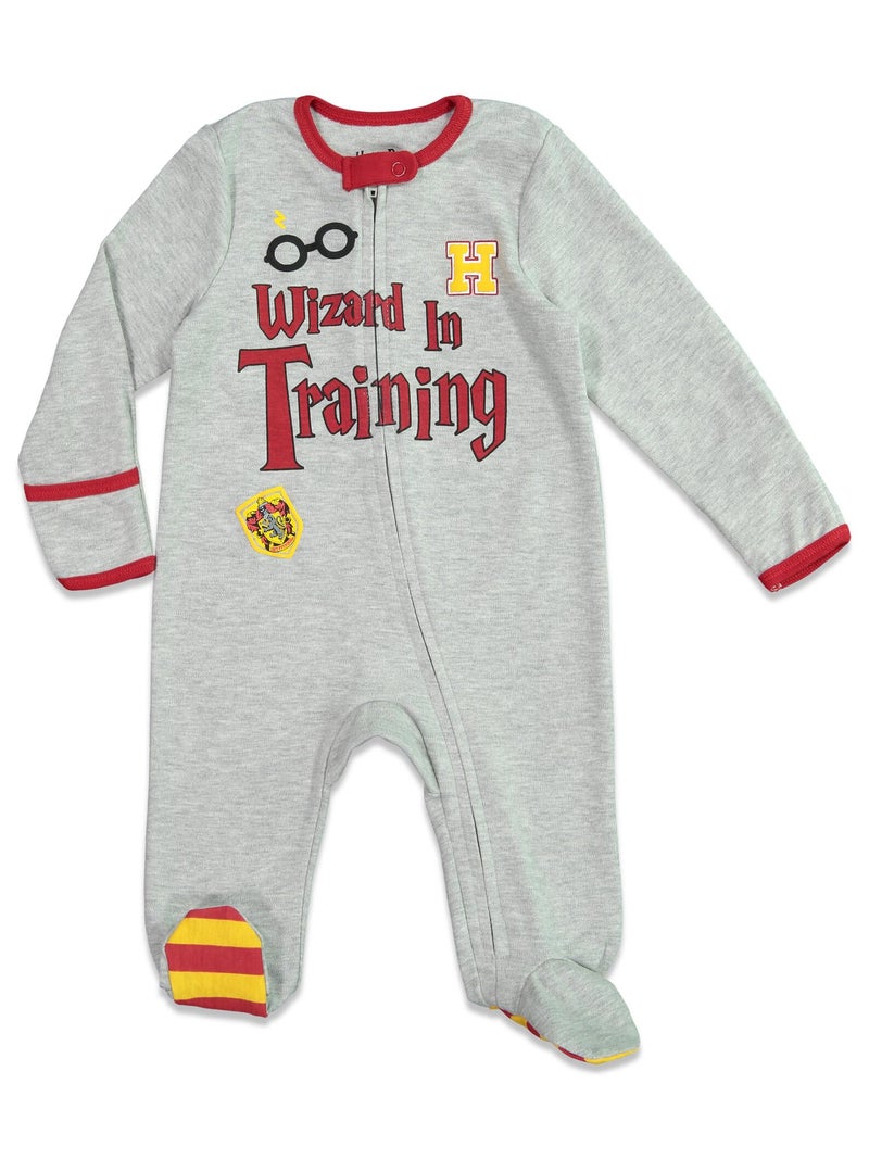 Harry Potter Newborn Baby Boy or Girl Zip Up Sleep N' Play, Bib, Blanket and Burp Cloth 4 Piece Outfit Set 0-6 Months - Image 2