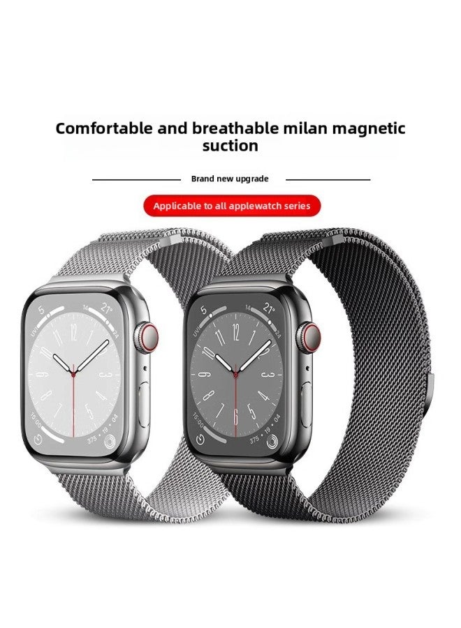 For Appleiwatchs10 For AppleWatch Strap Iwatch 1-9 Generation Milanese Se Metal Magnetic-Color:Pink Rose Gold-Specifications:38/40/41/10th Generation 42mm Universal