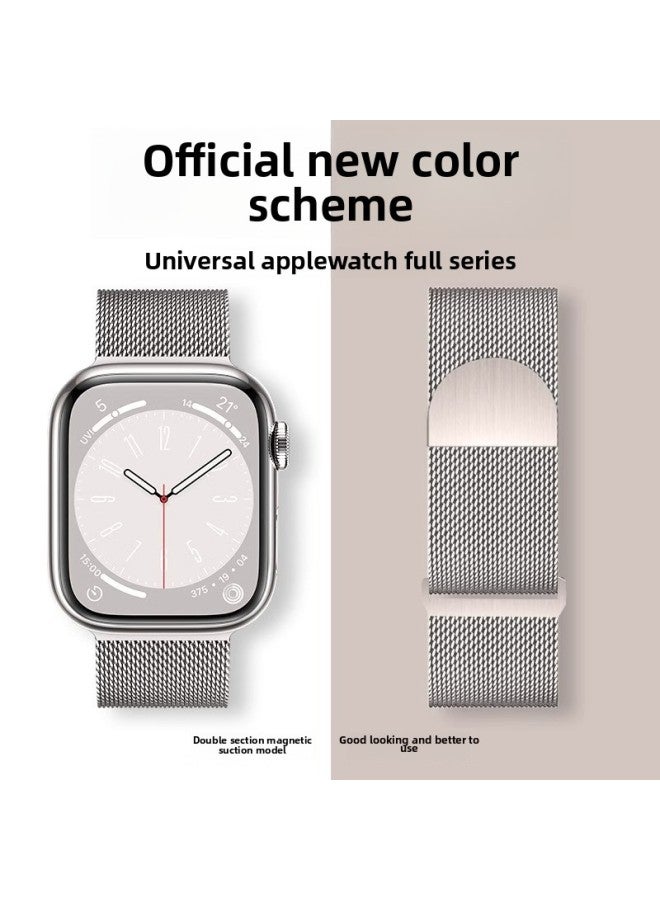 For Appleiwatchs10 For AppleWatch Strap Iwatch 1-9 Generation Milanese Se Metal Magnetic-Color:Pink Rose Gold-Specifications:38/40/41/10th Generation 42mm Universal