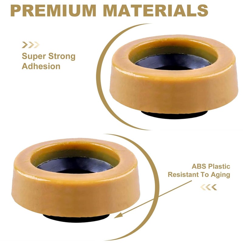 WowHand Extra Thick Toilet Wax Ring Replacement Kit, 2 Sets Wax Ring for Toilet For New Install or Re-seat, Universal Wax Ring Kit for Toilet with Flange and Bolts, Fits 3" & 4" Waste Lines, Easy Installation - Image 3