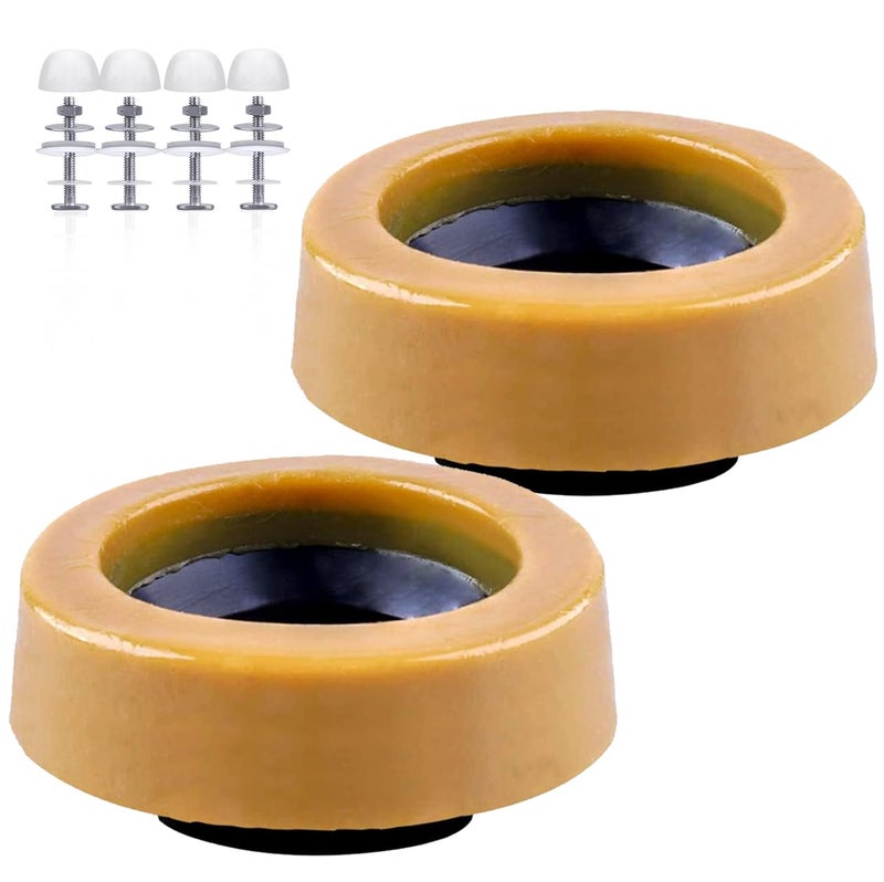 WowHand Extra Thick Toilet Wax Ring Replacement Kit, 2 Sets Wax Ring for Toilet For New Install or Re-seat, Universal Wax Ring Kit for Toilet with Flange and Bolts, Fits 3" & 4" Waste Lines, Easy Installation - Image 1
