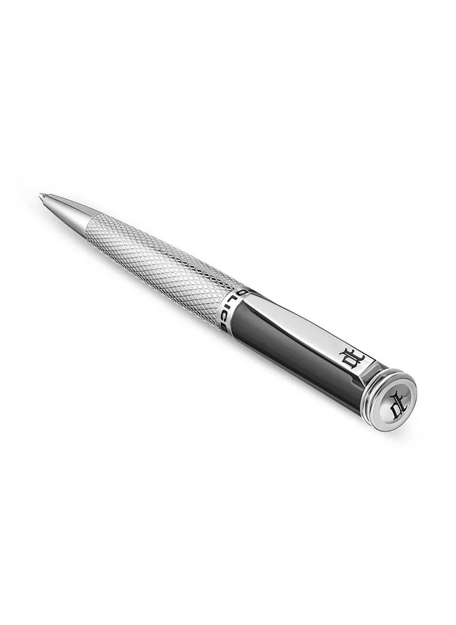 POLICE Gridget Pen Stainless Steel Clip Textured Lower Body Iconic P Logo Grey Finish