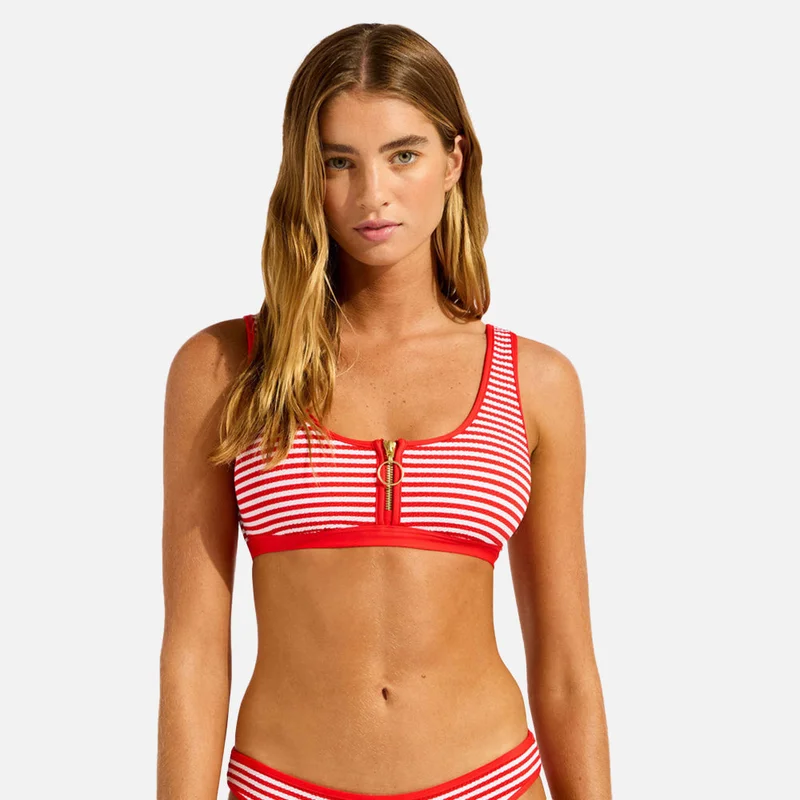 Seafolly Clubhouse Zip Front Tank Bikini Top - Women