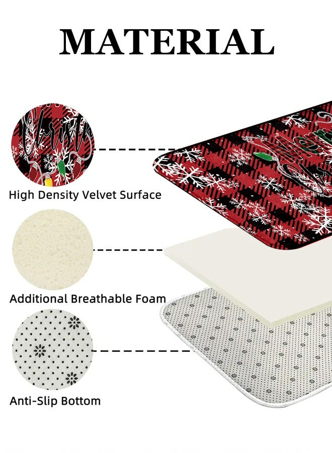 2 PCS Christmas Sponge Rugs Set, Cushion Floor Carpet, Waterproof, Oil Resistant and Anti-Fatigue PU Standing Mat for Kitchen, Floor, Office, Sink, Laundry 45*75CM+45*120CM - Image 4