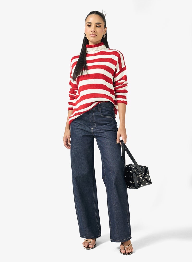 جينجر كنزة مخططة محبوكة - Image 4