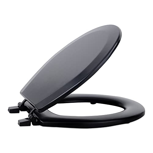 Achim Home Furnishings Standard Wood Toilet Seat Black  17 Inch  Fits All Standard Size Fixtures  Easy to Install Fantasia by Achim Home Decor 