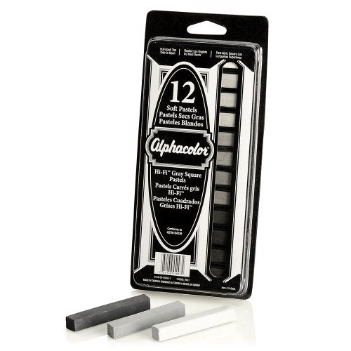 Derwent Alphacolor Soft Square Pastels, 7 Hi-Fi Gray Tones, 12 Pastels per Set (145003) - Image 3