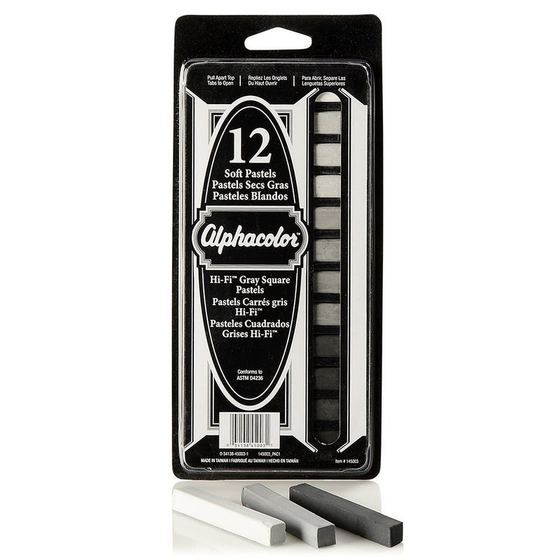 Derwent Alphacolor Soft Square Pastels, 7 Hi-Fi Gray Tones, 12 Pastels per Set (145003) - Image 5
