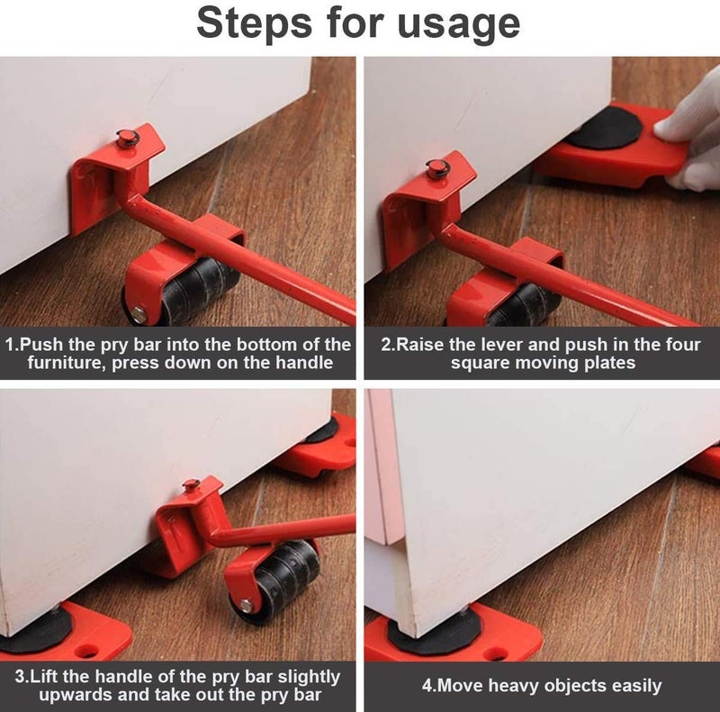 DPISZONE Furniture Sliders Heavy Furniture Shifter Moving Wheels Kit Mover Tool Furniture Lifter 4Pcs Casters Kits 360 Degree Rotatable Pads for Sofas Refrigerators Multi Color 1pcs Set - Image 5