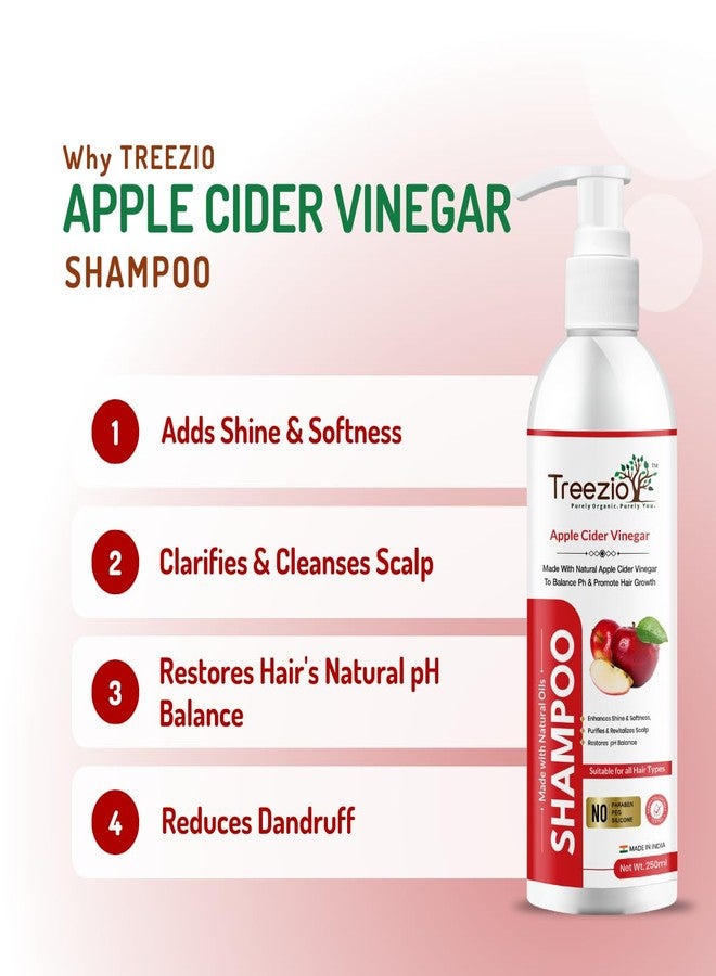 Treezio - Apple Cider Vinegar Shampoo - for Soft, Shiny & Refreshed Hair| Hair Growth | Purifies & Revitalizes Scalp| No Paraben No Silicone | For Men & Women (250ml) - Image 2