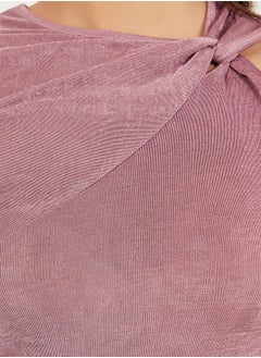 Styli Textured Asymmetrical Neck One Sleeve Top  - Image 3