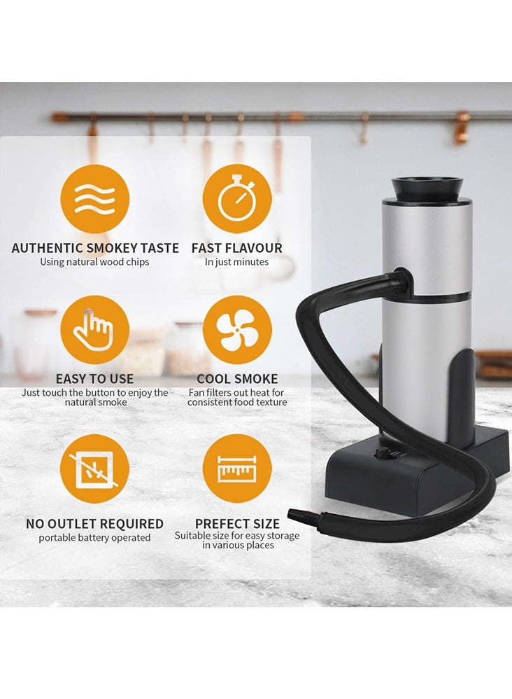 إيفرين مجموعة مدخن الكوكتيلات المحمولة لتنقية التدخين ومولد الدخان البارد ومعزز الشواء وأداة نقع نكهة رقائق الخشب وتنقية المطبخ للبار وطهي اللحوم والمشروبات المشوية - Image 3