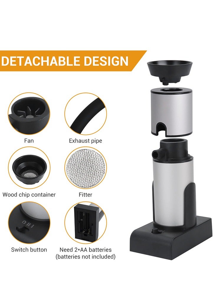 إيفرين مجموعة مدخن الكوكتيلات المحمولة لتنقية التدخين ومولد الدخان البارد ومعزز الشواء وأداة نقع نكهة رقائق الخشب وتنقية المطبخ للبار وطهي اللحوم والمشروبات المشوية - Image 4