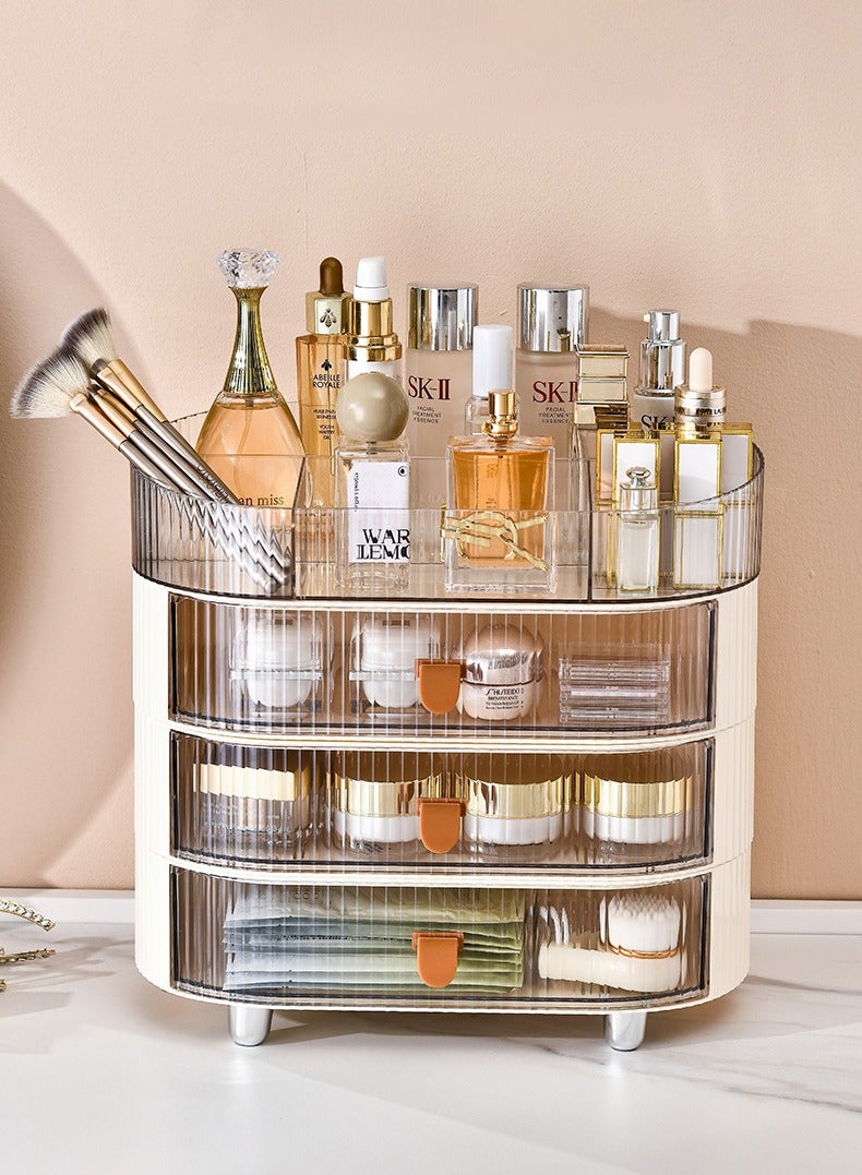 XiuWoo 4-tier Makeup Organizer with Drawer 6 Slots Stackable Makeup Brush Holder Skincare and Cosmetic Organizer for Bathroom Vanity Countertop Makeup Storage for Cosmetics Brushes Lipstick and Jewelry - Image 2