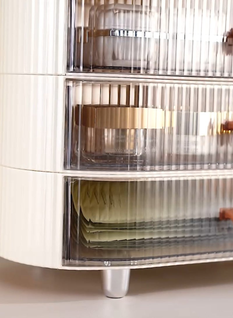 XiuWoo 4-tier Makeup Organizer with Drawer 6 Slots Stackable Makeup Brush Holder Skincare and Cosmetic Organizer for Bathroom Vanity Countertop Makeup Storage for Cosmetics Brushes Lipstick and Jewelry - Image 5