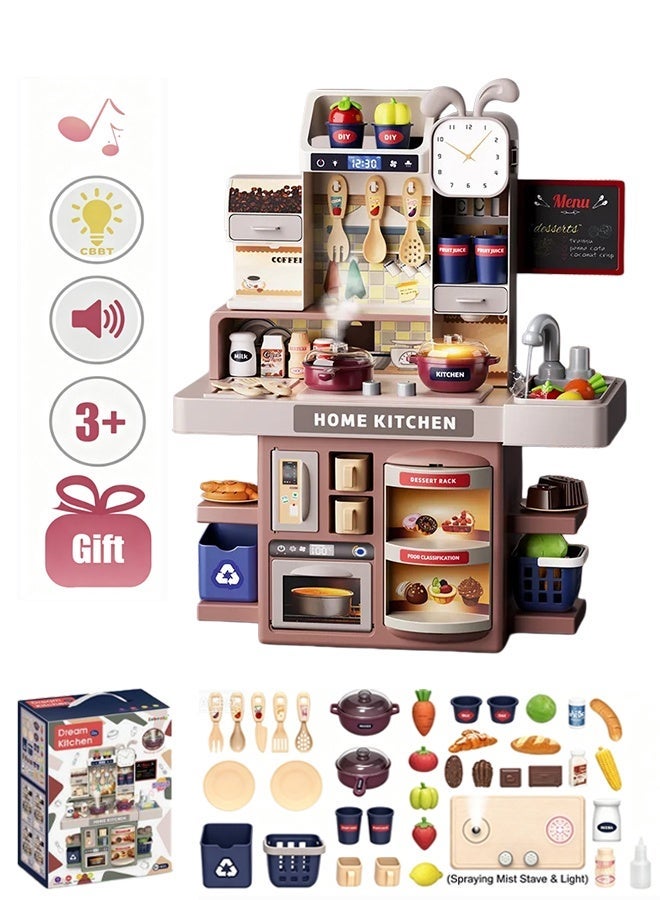 Kids Kitchen Playset Children's Kitchen Toy Set  Simulated Spray Kitchen Toy Pretend Cooking Toy Include Light Water Effect Play Sink Pretend Play Food Toy with Utensils and Pots Children's Cooking Toy Set Ideal Birthday Gift for Boys Girls Age 3+ - Image 1