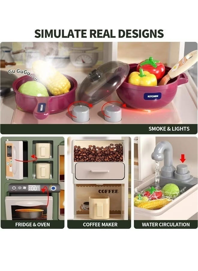 Kids Kitchen Playset Children's Kitchen Toy Set  Simulated Spray Kitchen Toy Pretend Cooking Toy Include Light Water Effect Play Sink Pretend Play Food Toy with Utensils and Pots Children's Cooking Toy Set Ideal Birthday Gift for Boys Girls Age 3+ - Image 5