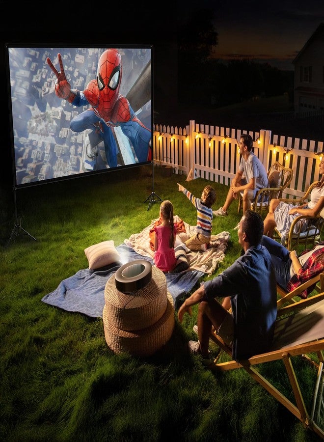 VISULAPEX Projector Screen with Stand 120 Inch, 16:9 4K HD Portable Projector Screen Indoor Outdoor, Foldable Wrinkle-Free Movie Screen 160° Front Rear Projection Screen with Carry Bag for Home Movie - Image 5