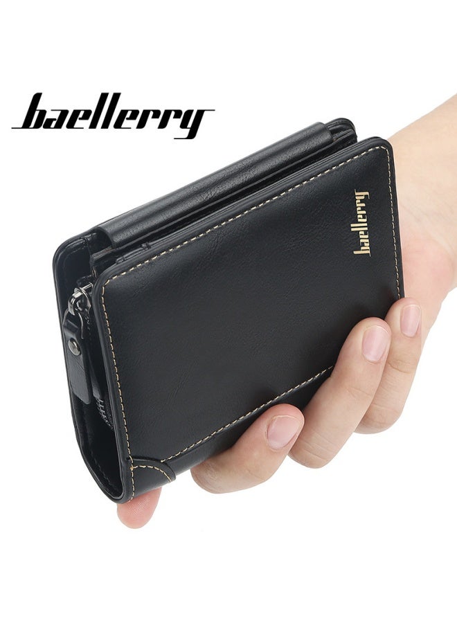 بايلليري تتميز محفظة الرجال الجديدة بتصميم أنيق وبسيط ورجعي وجوي. يحتوي على محفظة عملة سحاب عمودية ، ومحفظة قصيرة مع فتحات بطاقات متعددة ، ومحفظة تخزين قابلة للطي والمحمولة ، وهي مصنوعة من مادة جلدية مقاومة للقذارة ودائمة. - Image 1