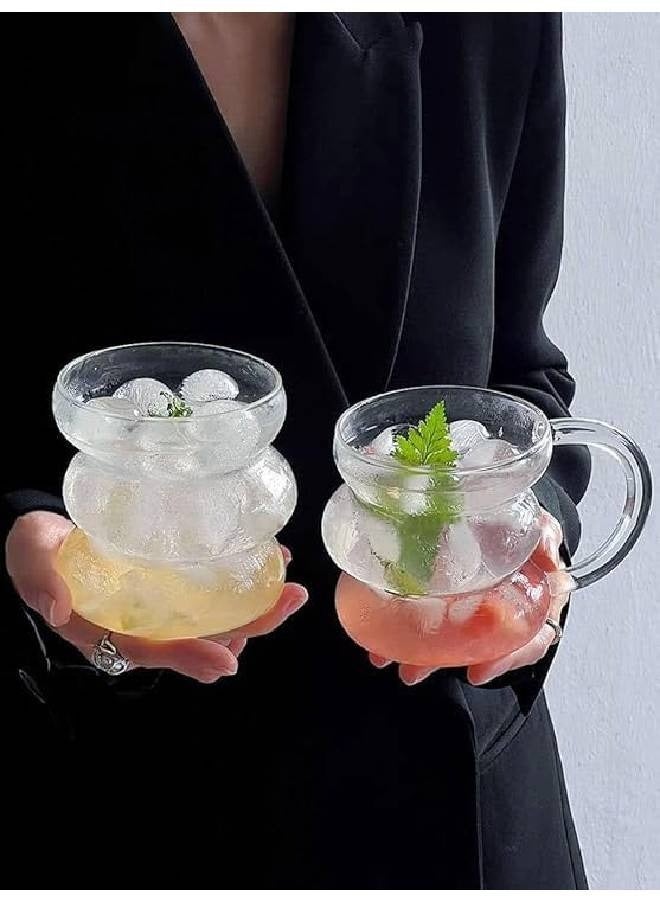 Shiny corrugated cup with handle for drinks and coffee (450 ml), 2 pieces - Image 1