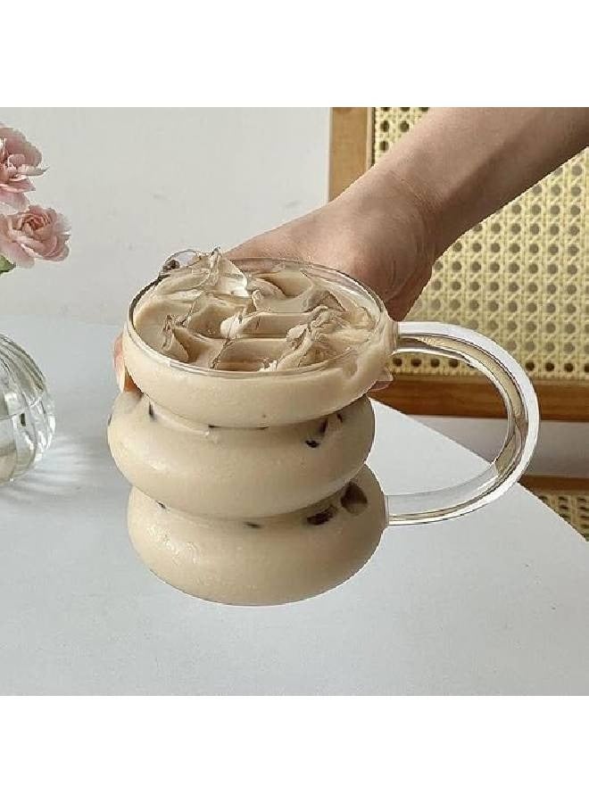 Shiny corrugated cup with handle for drinks and coffee (450 ml), 2 pieces - Image 3