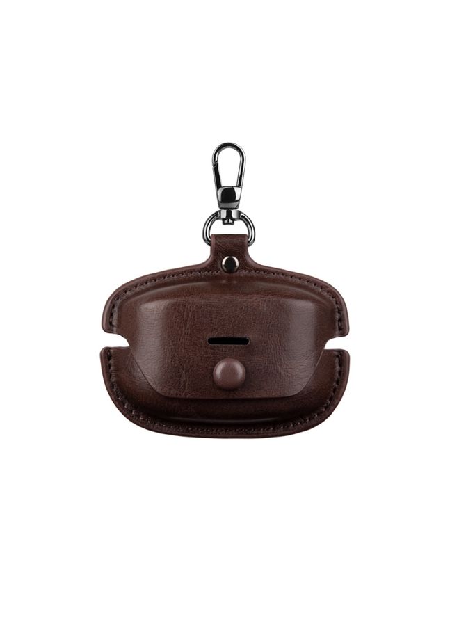 Case Cover For Sony WF-1000XM4 Leather TWS Earphone Protective Case with Hook Dark Brown