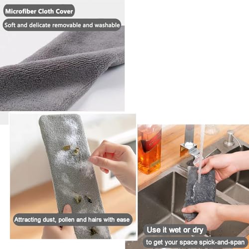 HEOATH Dust Brush Under Appliance Microfiber Duster with Extension Pole (40 to 55 inches) Bendable, Washable, Extendable Gap Dusters for Sofa Bed Furniture Bottom - Wet or Dry Gray - Image 5
