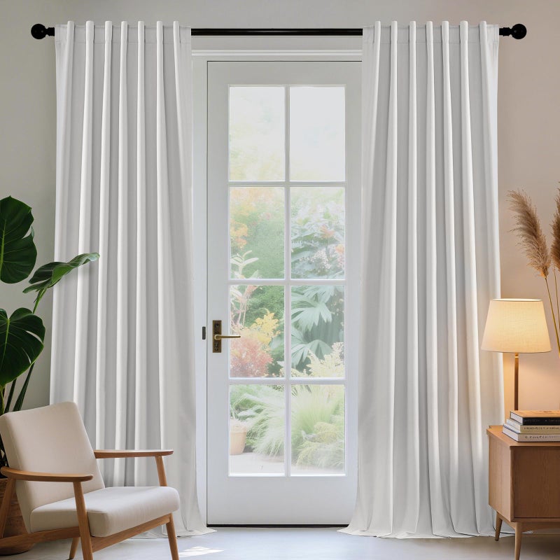 Joydeco White Blackout Curtains 96 Inches Long - 100% Blackout Curtain 2 Panel Set, Rod Pocket & Back Tabs Thermal Insulated Window Drapes for Bedroom Living Room (Pure White,52" Wx96 L) - Image 1