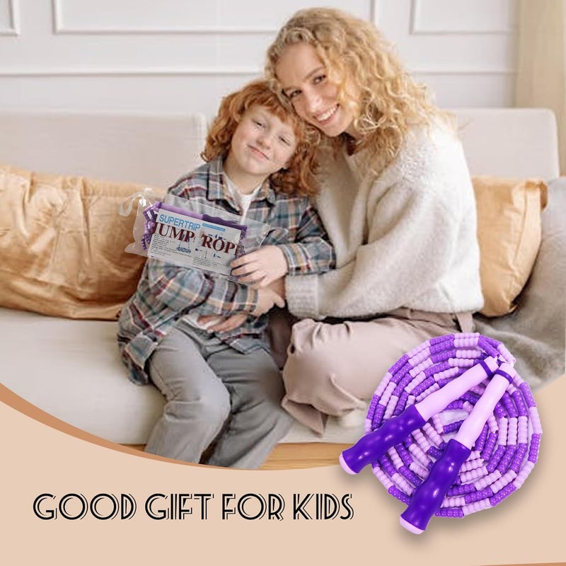 Supertrip Jump Rope Kids-Soft Beaded Skipping Rope Adjustable Tangle-Free Segmented Jumping Rope for Children and Students - Image 5