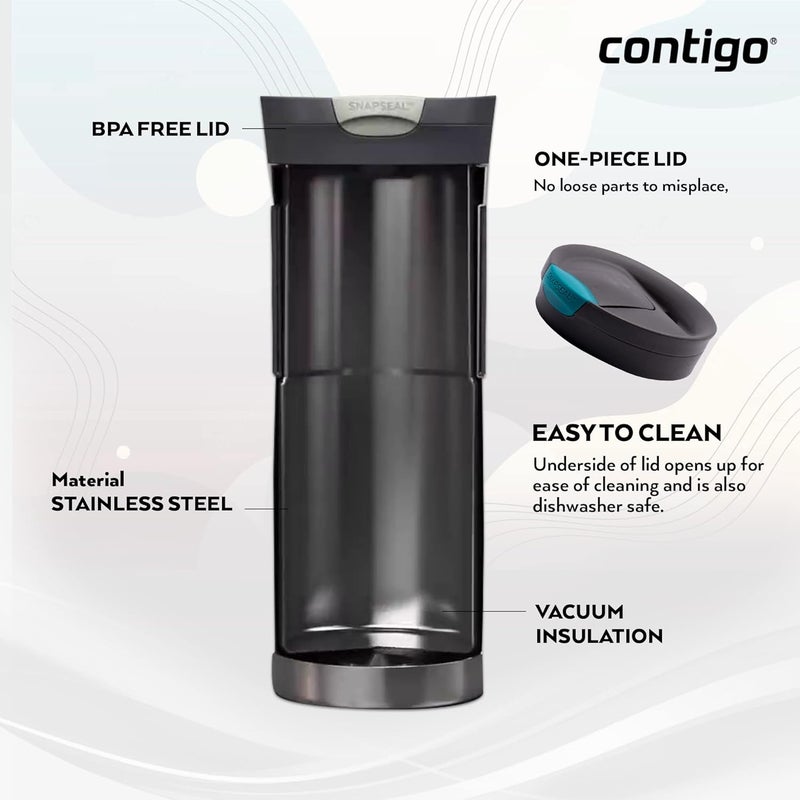 Contigo Byron Snapseal Travel Mug, Stainless Steel Thermal Mug, Vacuum Flask, Leakproof Tumbler, Coffee Mug with BPA Free Easy-Clean Lid - Image 3