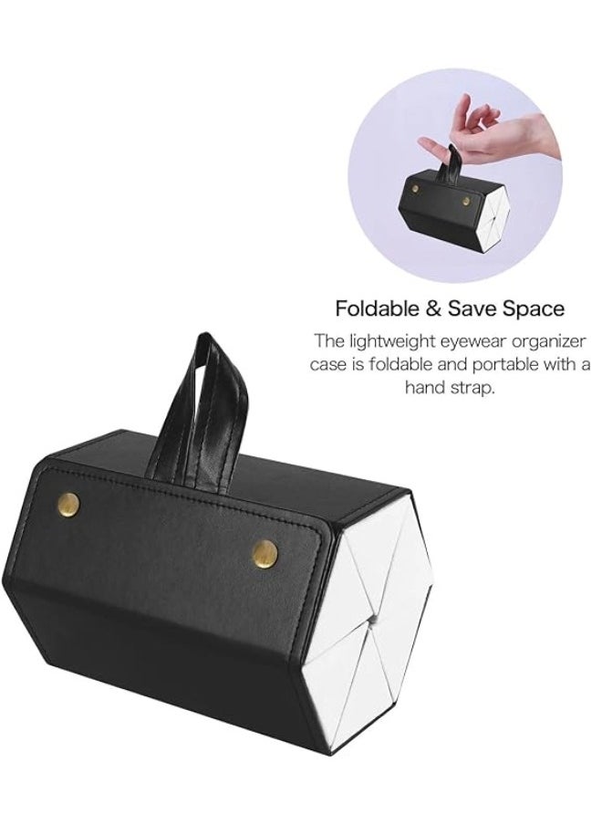ShebSheb - 6 Slots Foldable Sunglasses Bag Eyeglass Case Portable Anti-Scratch Sun Glasses Storage Bag  Hangable Anti-Stress Sunglasses Organizer for Women Men Glasses Protective Case for Travel Home - Image 1