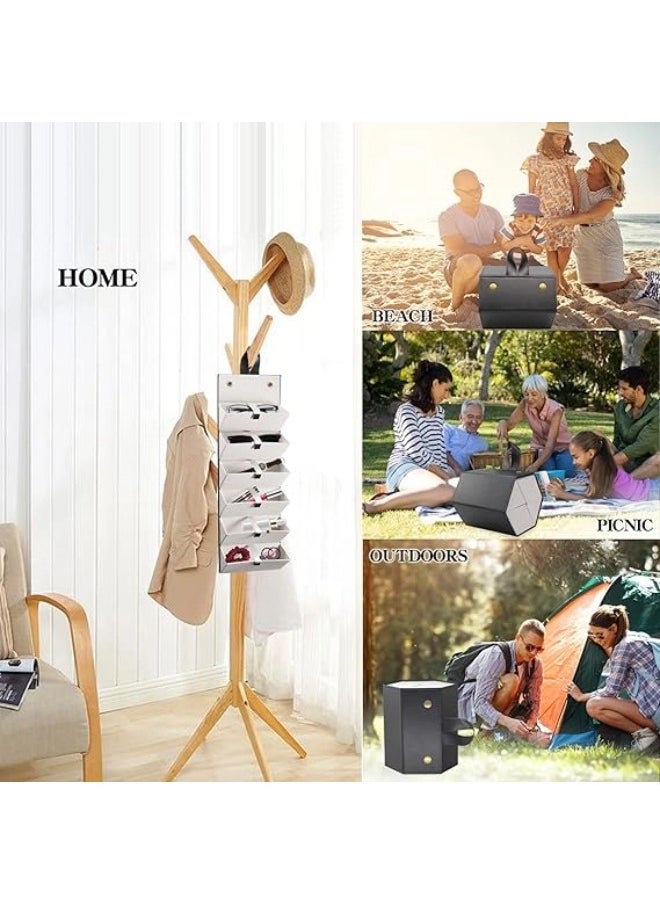 ShebSheb - 6 Slots Foldable Sunglasses Bag Eyeglass Case Portable Anti-Scratch Sun Glasses Storage Bag  Hangable Anti-Stress Sunglasses Organizer for Women Men Glasses Protective Case for Travel Home - Image 1