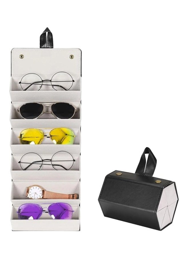 ShebSheb - 6 Slots Foldable Sunglasses Bag Eyeglass Case Portable Anti-Scratch Sun Glasses Storage Bag  Hangable Anti-Stress Sunglasses Organizer for Women Men Glasses Protective Case for Travel Home - Image 1