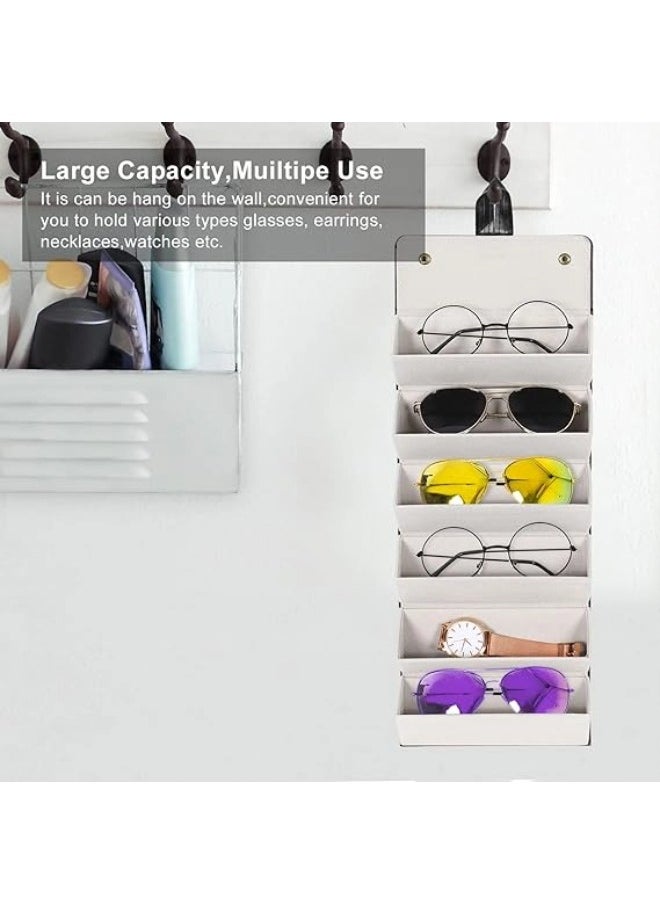 ShebSheb - 6 Slots Foldable Sunglasses Bag Eyeglass Case Portable Anti-Scratch Sun Glasses Storage Bag  Hangable Anti-Stress Sunglasses Organizer for Women Men Glasses Protective Case for Travel Home - Image 1