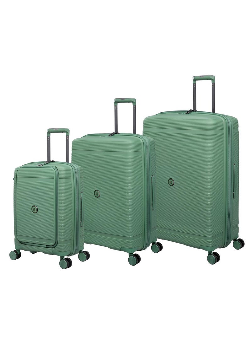 it Luggage it Luggage Bag Unanimous Set of 3 Pcs, Hard Case Polypropylene (PP) Material, Matching Color Suitcases, 8x360 Degree Spinner Wheels, Expandable Trolley, Telescopic Handle, TSA Lock, Color Green Tea  - Image 2