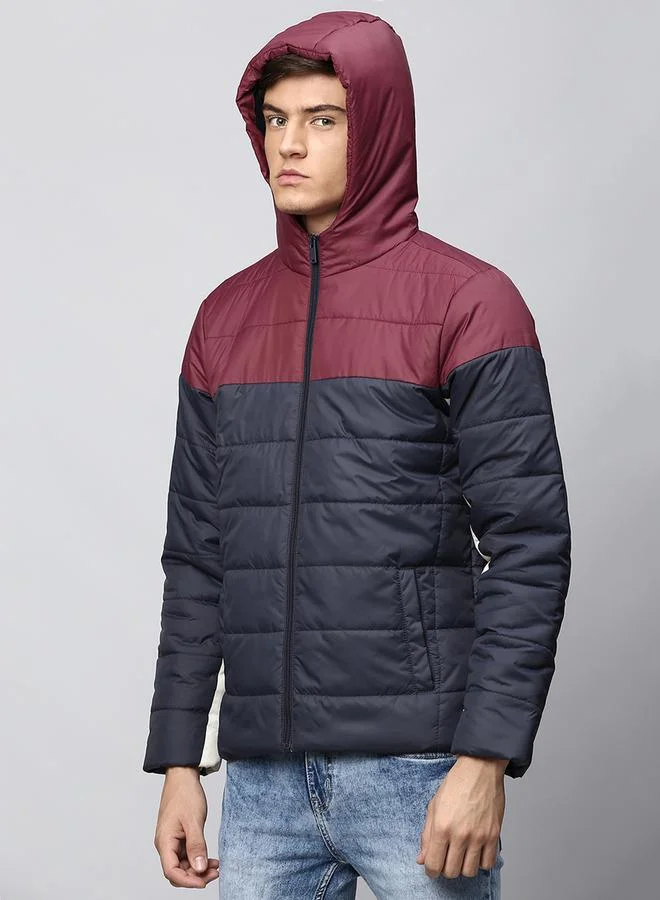 Dennis Lingo Color Block Hooded Puffer Jacket by Styli