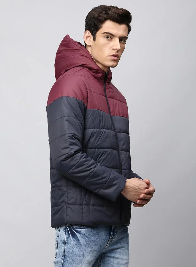 Dennis Lingo Color Block Hooded Puffer Jacket by Styli