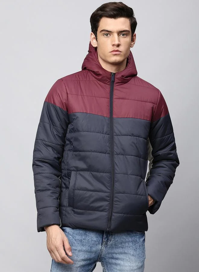 Dennis Lingo Color Block Hooded Puffer Jacket by Styli