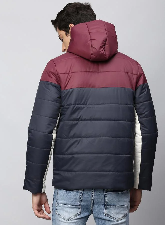 Dennis Lingo Color Block Hooded Puffer Jacket by Styli