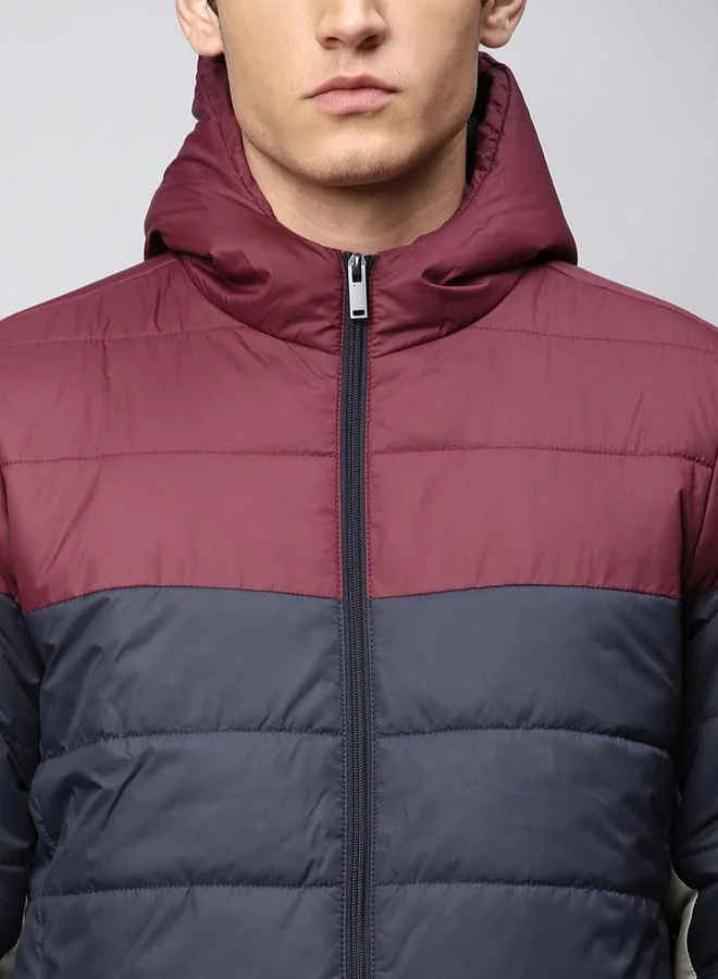 Dennis Lingo Color Block Hooded Puffer Jacket by Styli