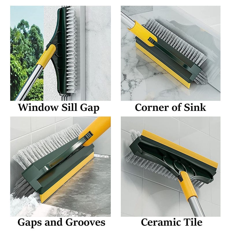 BKQPTL 3 in 1 V Shaped Cleaning Brush with Wiper and SqueegeesWindow and Tiles Cleaning Brush with Long Handle Tile Cleaner Brush Bathroom Floor Cleaning BrushFloor Scrub Brush Shower Squeezer - Image 2